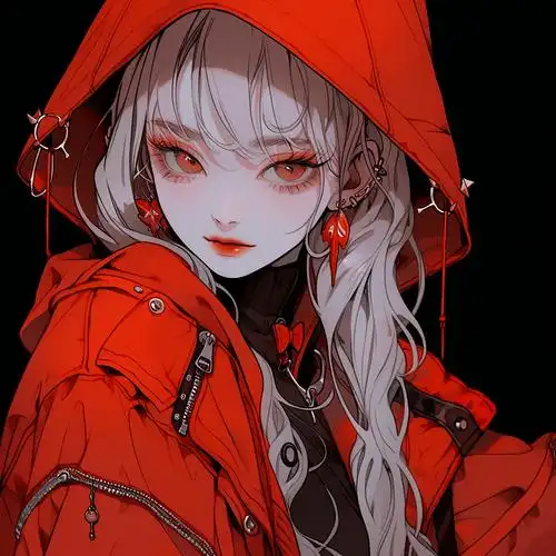 红色系高清头像 二次元头像_end_眼眸_因为