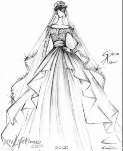 手绘 素描 线稿 700933 竖版 竖屏古装设计图铅笔手稿婚纱设计简笔画