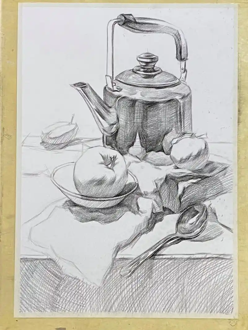 静物素描步骤图写生.