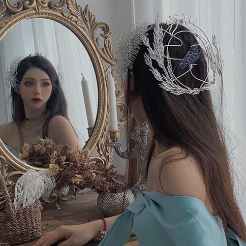 小鱼家霜月圣母发冠希腊雅典女神桂冠月光光环摆件