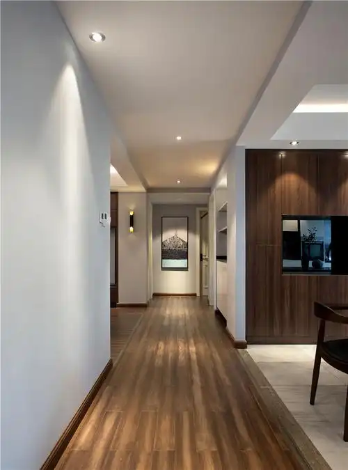 装饰画 145平现代简约风走廊装修效果图 走道 电视柜 壁灯 挂钟 145㎡