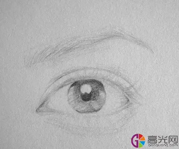 素描眼睛的刻画步骤,一只眼睛的简单绘画过程