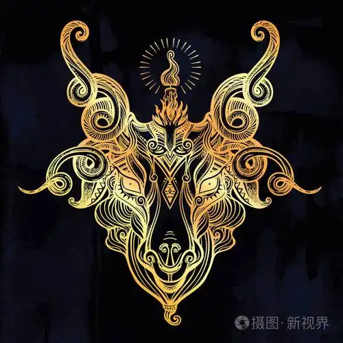 五角星在恶魔 baphomet 的头上.撒旦山羊头.二进制撒旦符号