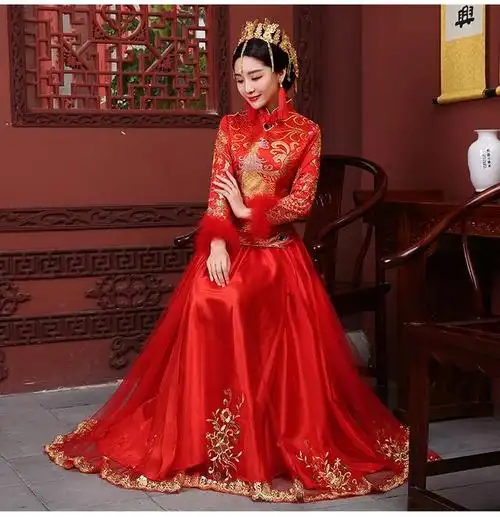 独爱中国婚礼的喜气洋洋,穿着典雅秀禾服出嫁生活更红火