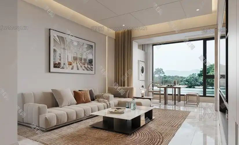 现代客厅3d模型下载