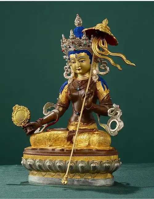 藏村大白伞盖佛母佛像藏传密宗家居供奉铜鎏金鎏银佛具佛摆件10寸高约