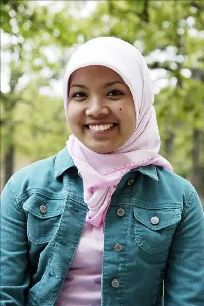 印尼人,青少年,穿,围巾,微笑