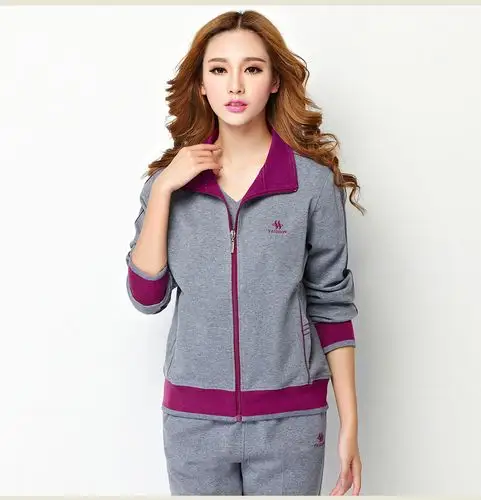 春秋女款妈妈装中老年人休闲运动服套装纯棉-女式休闲套装