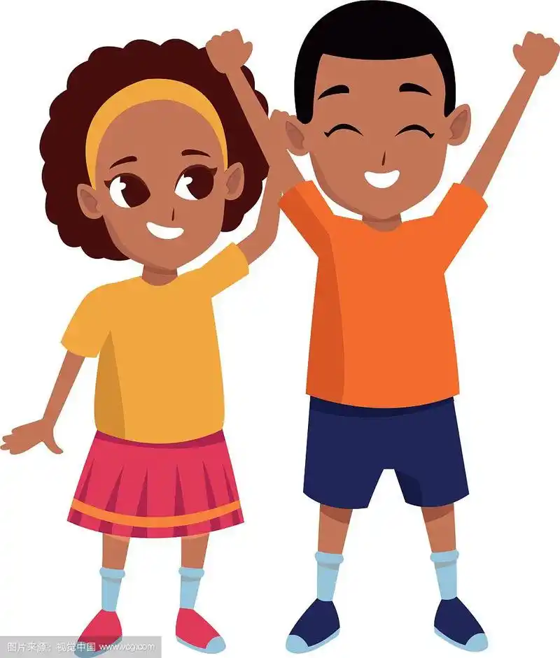 美国黑人兄妹微笑的卡通形象