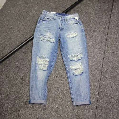 20款reykk拉链bf男朋友风格破洞藏肉乞丐裤女裤九分裤牛仔裤