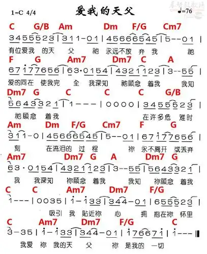 下载爱我的天父歌谱