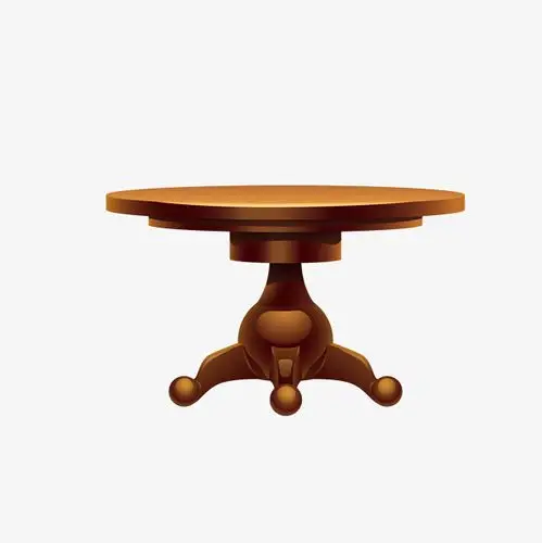 实木桌子卡通圆桌矢量图下载