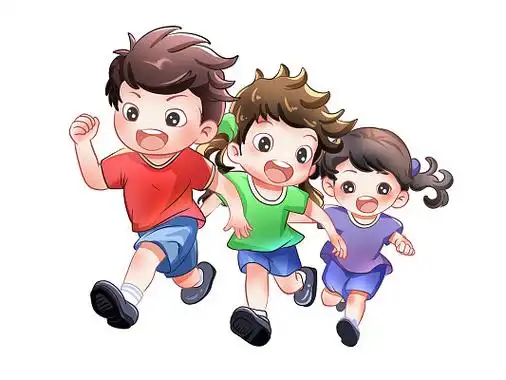 可爱儿童跑步pngpsd素材卡通人物