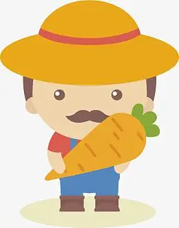矢量图拿着胡萝卜的农民伯伯