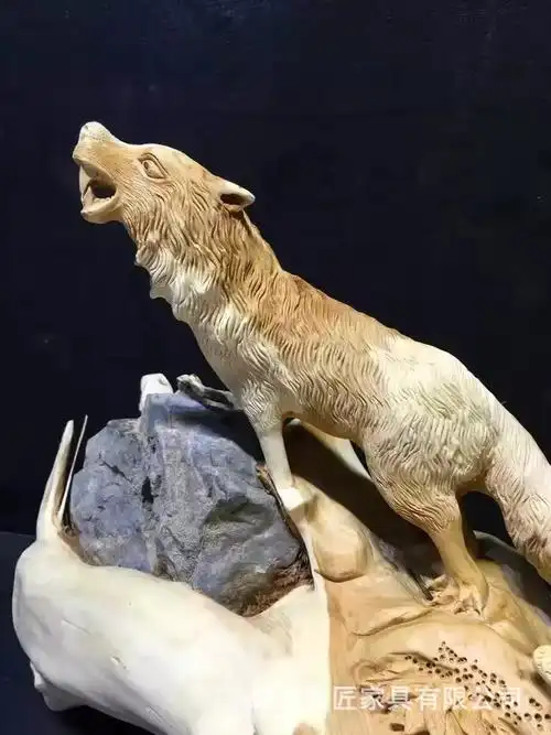 收藏艺术木雕工艺品 崖柏根雕摆件狼 虎 豹子 动物根雕制作视频