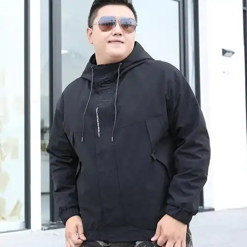 男装特胖男生穿搭胖人肥胖肥仔加肥加大外套大肚子胖子潮大码夹克