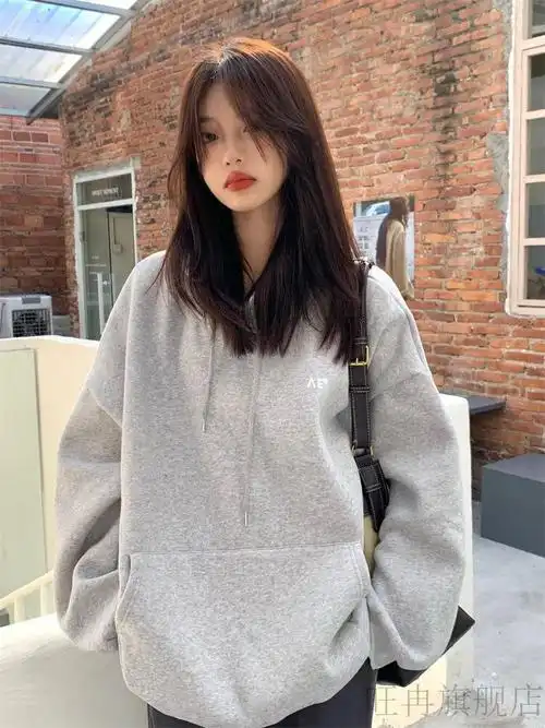 一米五150cm矮个子微胖女生穿搭秋装学生卫衣藏青色女秋冬连帽潮ins小