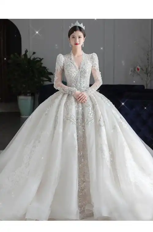 拉夏贝尔 高端轻奢星空主婚纱礼服2022新款新娘结婚矮个子蓬蓬裙超仙