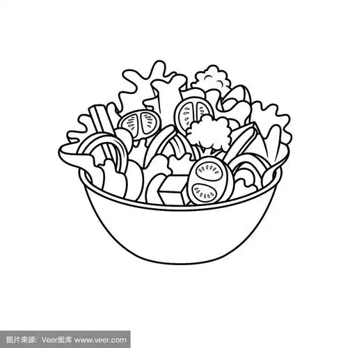 绘画插图,沙拉,矢量,分离着色,练习本