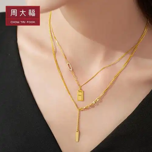 周大福ing系列幸运签小金条足金5g黄金项链吊坠计价工费920f227024