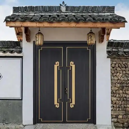 工厂直供中式入户铜大门定制农村住宅入户门订制家用双开别墅铜门