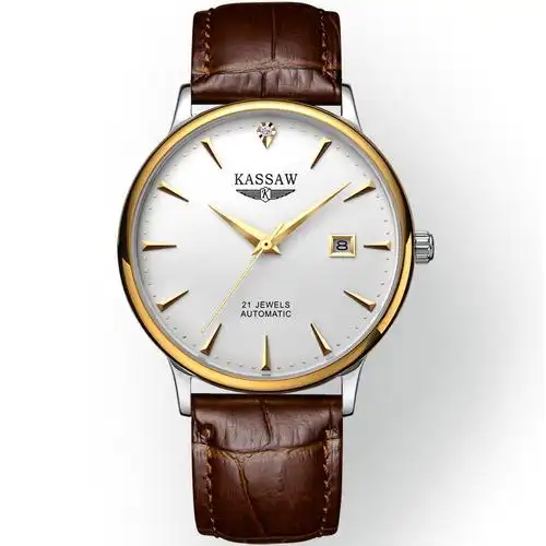 卡梭kassaw手表全自动机械表男表时尚商务休闲皮带蝴蝶扣男士手表女表