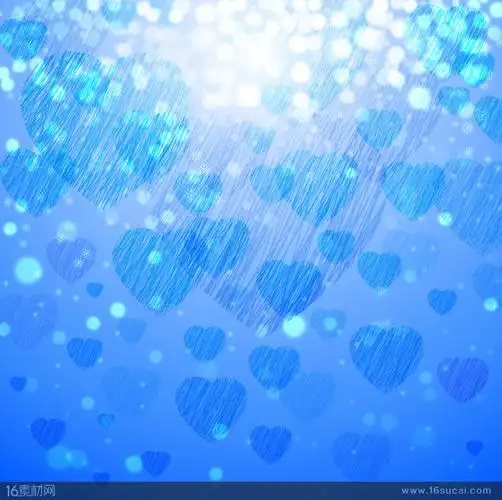 蓝色梦幻心形背景光斑矢量素材 - 素材中国16素材网