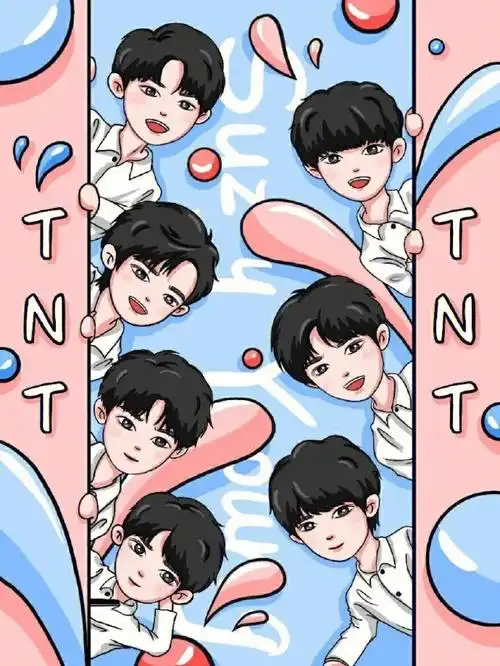 两张tnt时代少年团漫画图赠送一张丁程鑫漫画脸