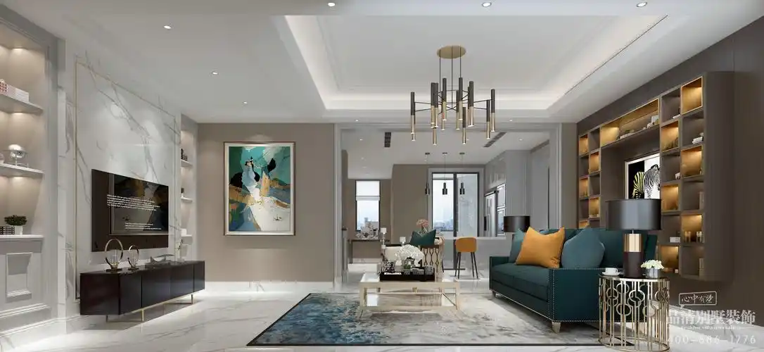 别墅客厅卧室现代轻奢装修效果图片_装修美图-新浪家居