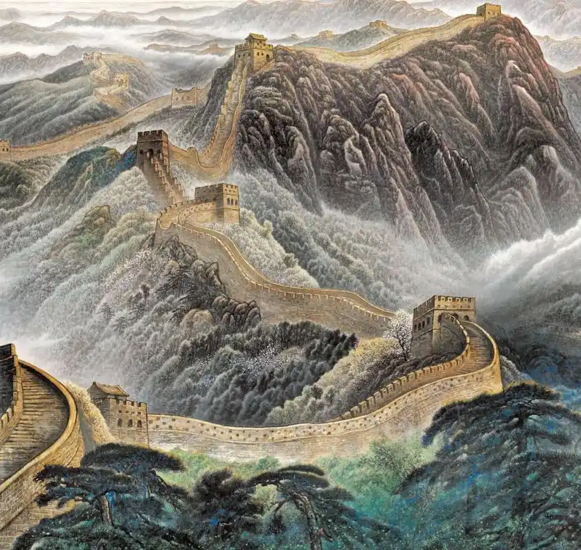 放大20倍后,你才知道人民大会堂的《万里长城》究竟有多美!