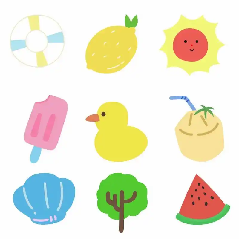 夏季简单又可爱的简笔画图案 简单图案打卡～ 想了想夏季必备的一些