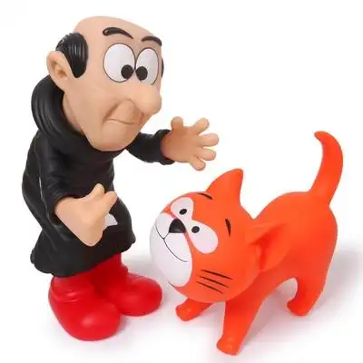 mymikku 豪华版蓝精灵玩具公仔 格格巫和阿兹猫 可动玩偶 盒装