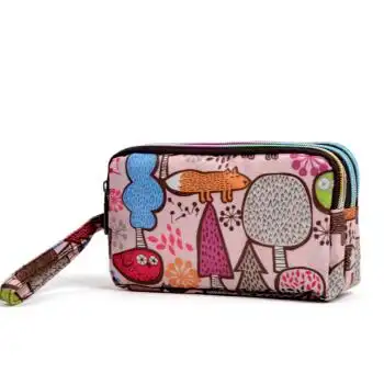 拿包三层拉链手包女士零钱包大容量大屏手机包袋 紫红色 粉底小狐狸k