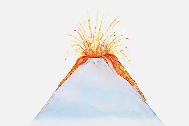 无人,横图,室内,白天,白色背景,正面,绘画,热情,火山,美景,火,艺术