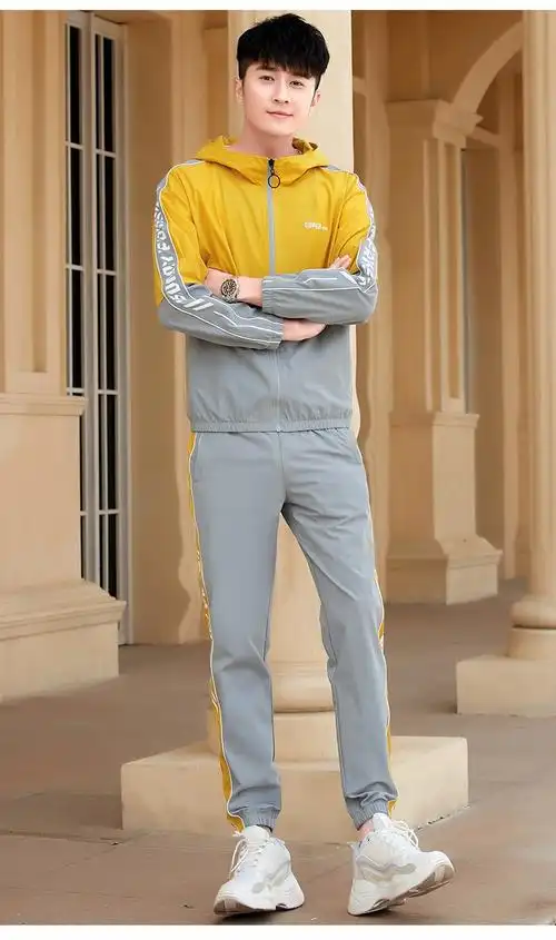 杰宾路 2020春季新款运动套装男士潮流学生青少年男装衣服休闲装两件