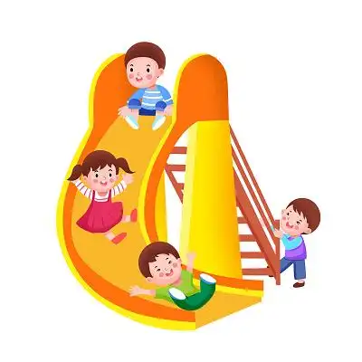 彩色卡通手绘61国际儿童节小孩滑滑梯素材原创插画海报