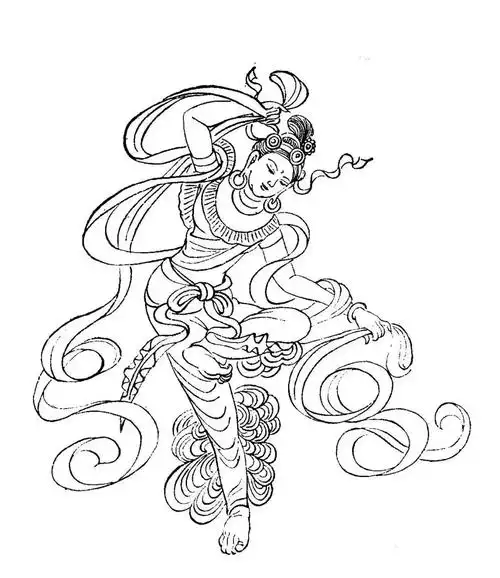 线描敦煌壁画舞姿