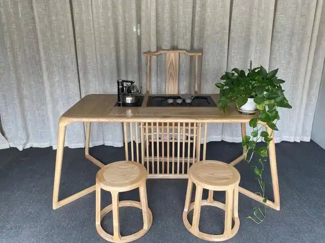 新中式白蜡木茶桌椅组合泡茶台 禅意简约茶小台实木茶几办公茶台