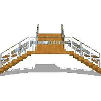 现代双合式楼梯草图大师模型,双合式楼梯sketchup模型免费下载