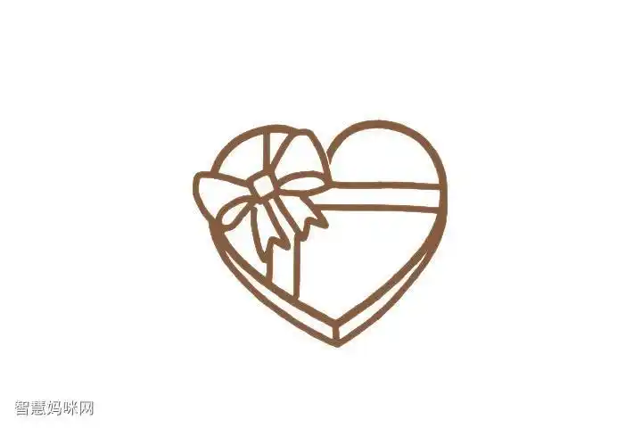 简笔画作品漂亮的心形礼物盒简笔画画法步骤