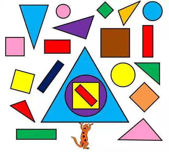 还有彩色版的几大形状混合在一起的素材,爸爸妈妈们可以让孩子做勾选