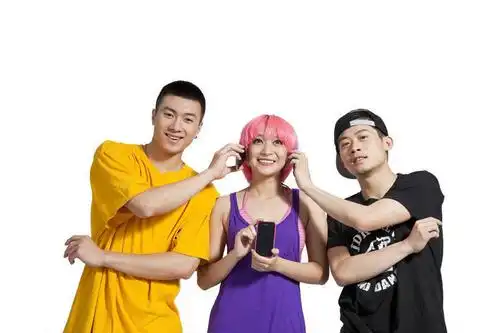 伙伴,跳,横图,彩色,室内,白天,正面,时尚,跳舞,友谊,热情,合作,团队