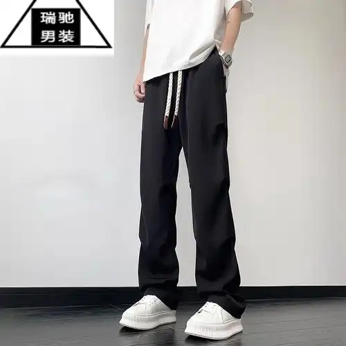 狮王休闲裤男美式高街降落伞兵冰丝夏季薄款流行炸街设计感潮牌长裤子