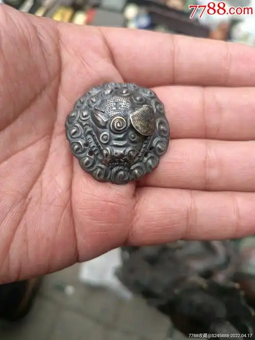 清代老银帽花银虎头银饰品_其他银器_作品欣赏_收藏价值_7788字画网