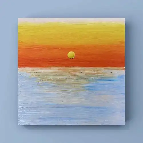 油画棒小白速涂清凉色日出含过程