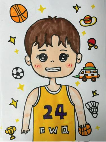 儿童自画像男孩小男生幼儿园大班创意美术简笔画儿童画模板黑白