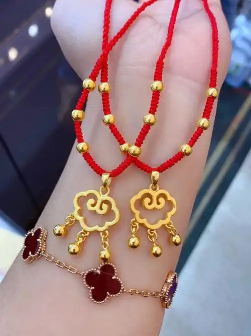 2023年兔年新款如意锁吊坠编绳配搭项链,水贝源头厂家批发,红绳如意