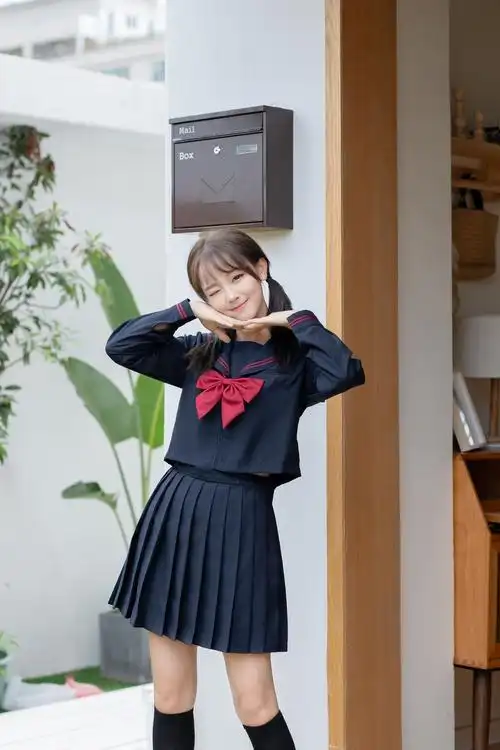 jk制服正统赤二本不良基础款黑色衣身水手服学生校班服中长裙套装