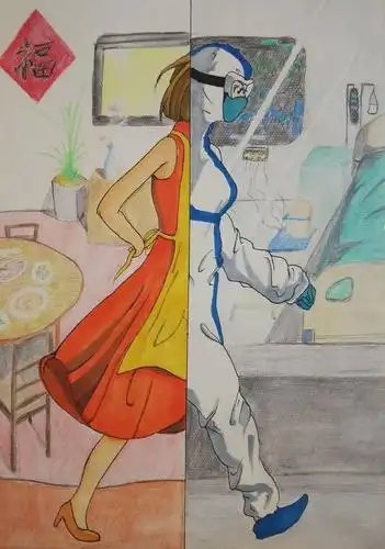 【九思校园动态】绘画战"疫"———致敬最美逆行者