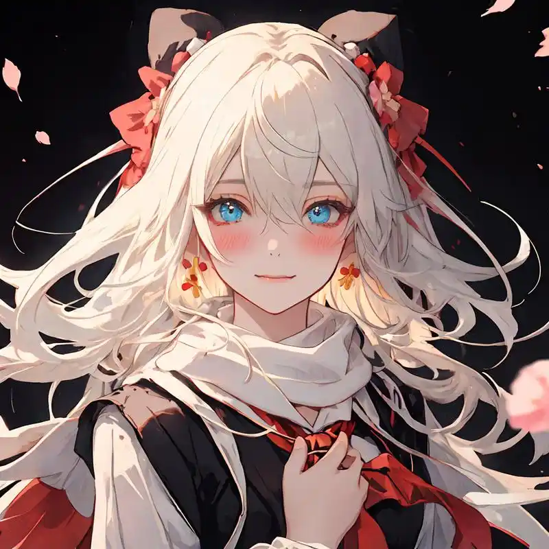 花与少女的幻想之旅:二次元世界中的白色长发少女